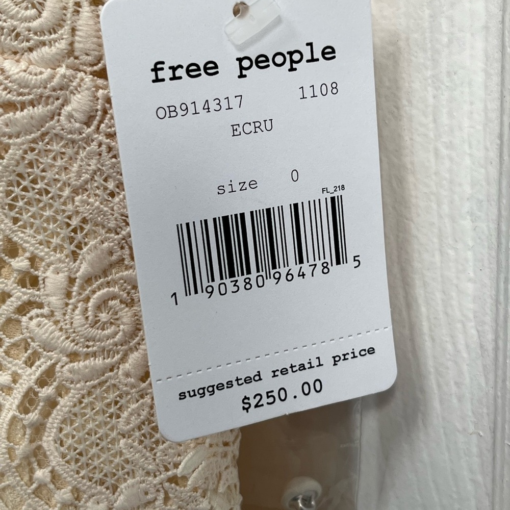 Free People Honey Mini Lined Dress ECRU Cream Lace NWT Fairy Whimsical 0 - Picture 6 of 16